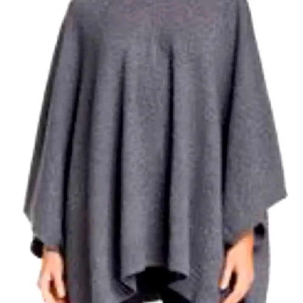 Theory Florencia Charcoal Gray Wool Winter Coat Cape Sweater Knit Size P S